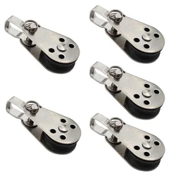 316 Stainless Steel Swivel Eye Wire Rope Pulley Block Single Wheel Single Nylon Sheave Pulley Block Durable Boat