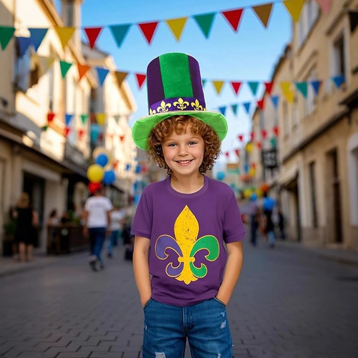 Toddler Boys Mardi Gras Hat for Kids Carnival  Cap Funny Girl Clown Hats Cosplay Props Birthday Party Accessories Festival 1-5T