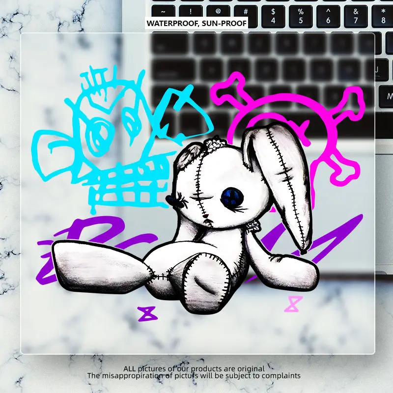 

Mini Jinx Rabbit Doll Stickers, Anime Graffiti Design, Scratch Cover Decals for Car Motorcycle & Helmet Decoration