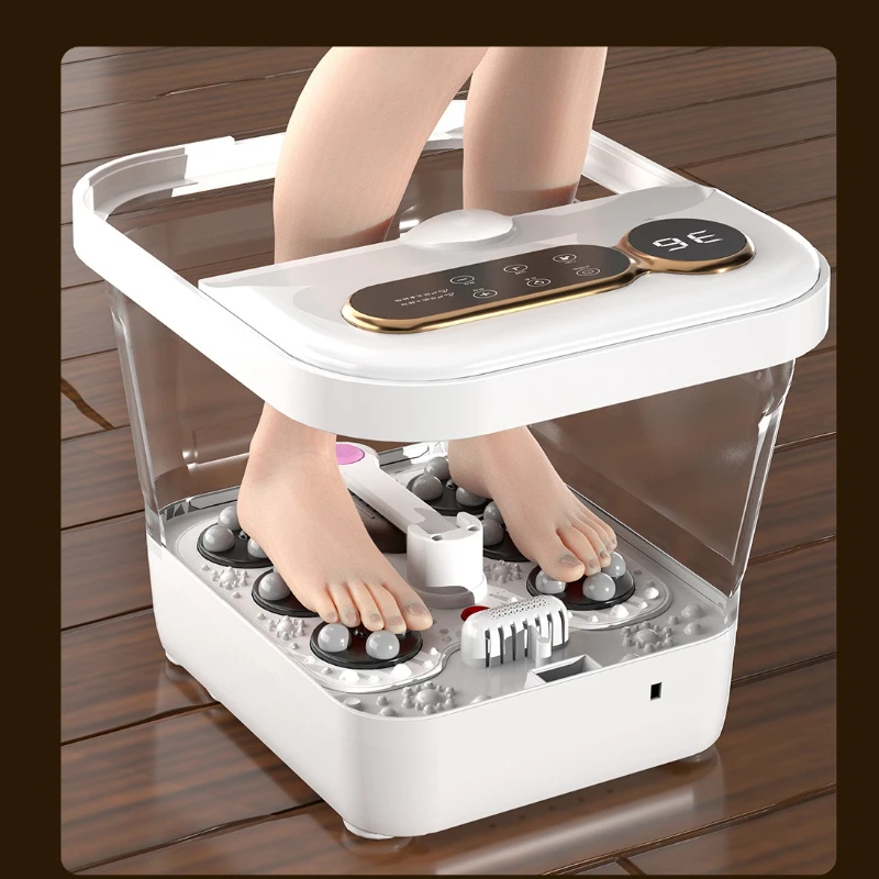 Automatic Folding Electric Foot Spa Bath with Red Light Therapy And Detachable Roller Heated Foot Massager