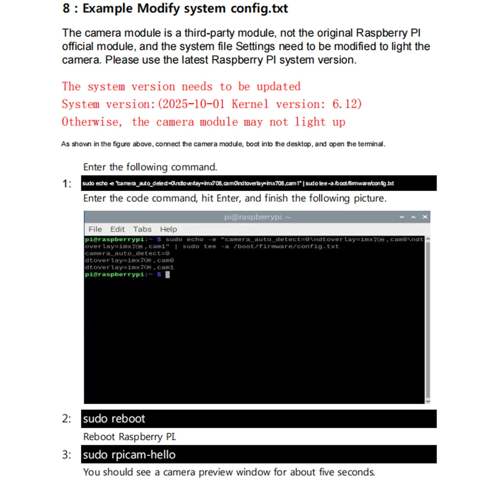 Moduł kamery IMX708 do Raspberry Pi 5 4 4B 3B+ ZERO 2 W HD 12MP BEZ IR 22PIN CSI 15PIN Autofokus 75 120 Stopni Noktowizja — zdjęcie produktu 6