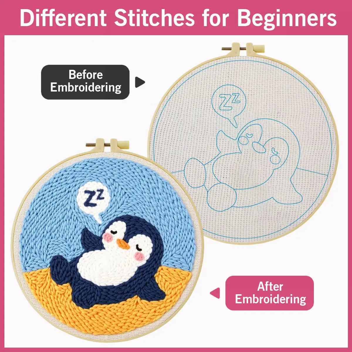 20X20CM/7,87 Zoll Tier - Pinguin Stanznadel-Stickset, Stickerei, gestrickte Stickerei, DIY handgemachtes Geschenk – Detail 5