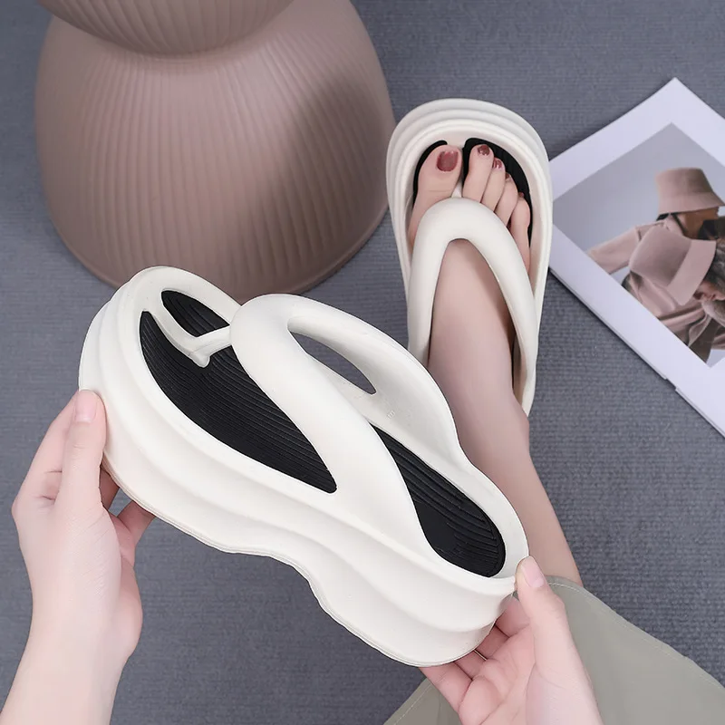 2024 New Arrival Platform Flip Flops Women Summer Slippers Female High Heel Shoes Mix-colors Soft Sole Girls Beach Street Slides