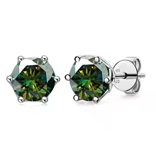 Luxury Diamond Stud Earrings 1CT VVS Moissanite Fine S925 - Dark Green