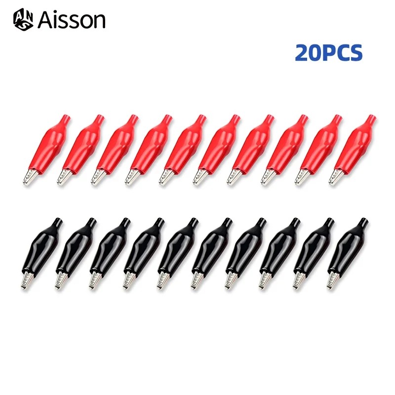 10pcs 28mm 35mm 45mm Metal Alligator Clip Crocodile Electrical Clamp Testing Probe Meter Black Red for Car Auto Battery