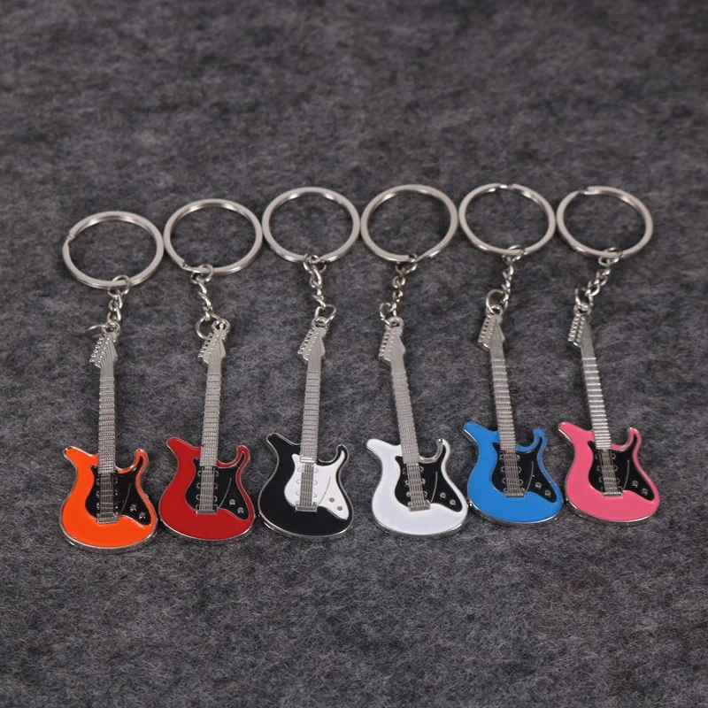 

6Pcs Mini Metal Classic Electric Guitar Keychain Key Car Chain Guitar Key Ring Musical Instruments Pendant For Man Women