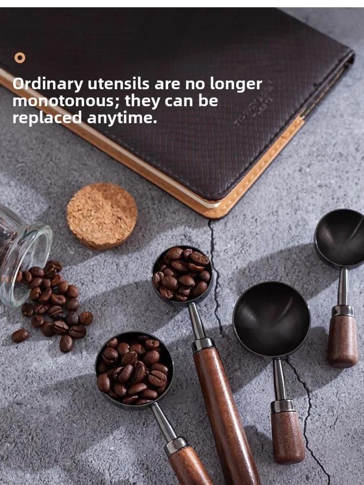 

Ложка для кофе из нержавеющей стали 304 с ручкой из орехового дерева, мерная ложка для чая, молока, порошка, мерная чашка для измерения количества