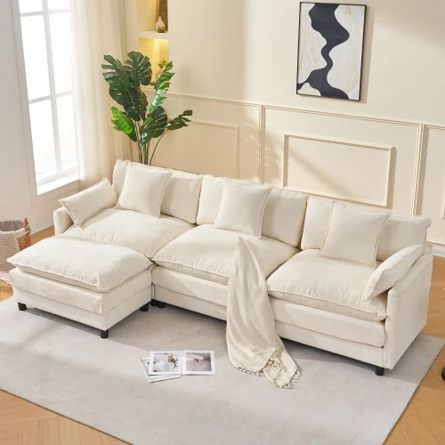 Modular Sectional Cloud Couch with Ottoman for Living Room, Bedroom and Apartment 108