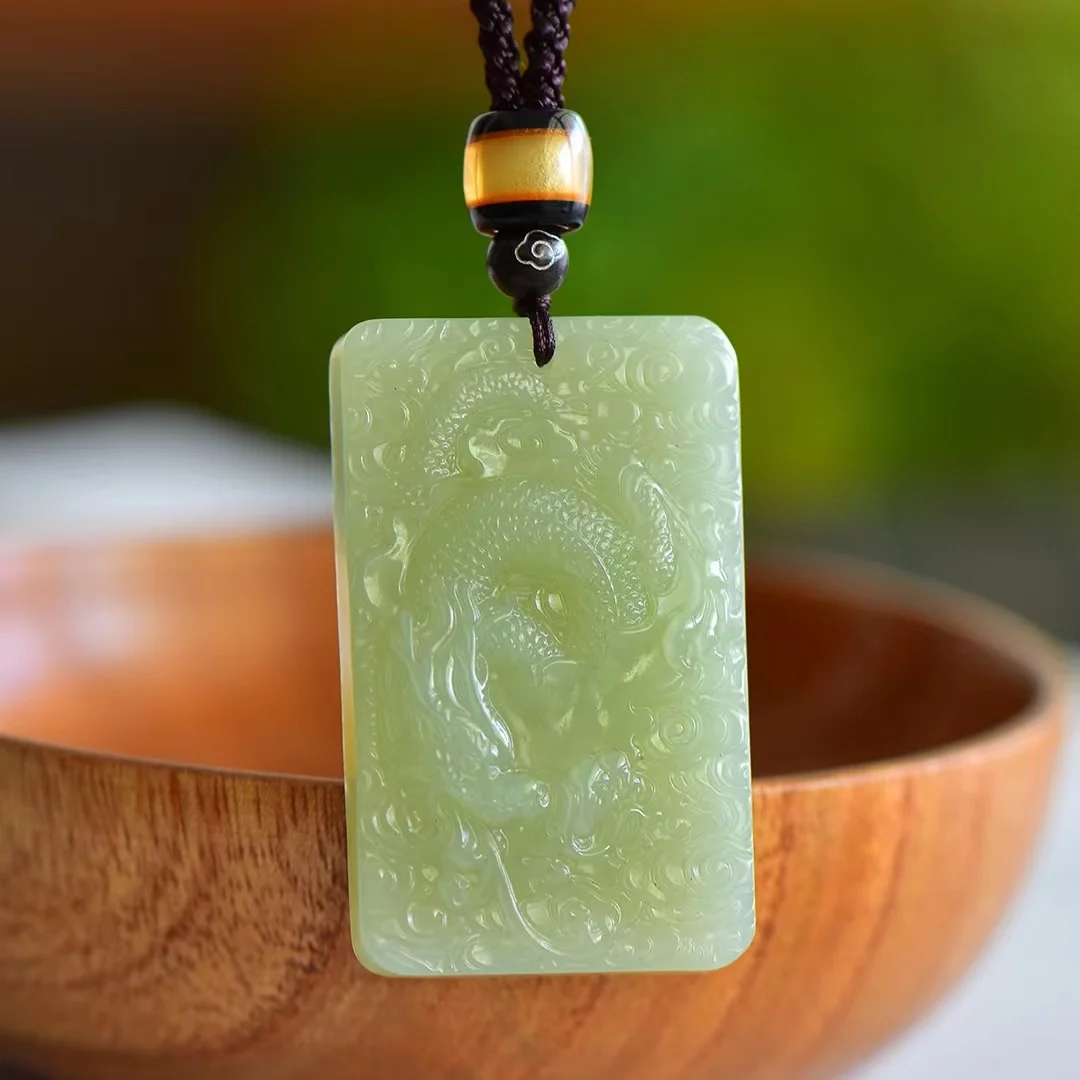 New Hetian Jade Dragon Brand Pendant Jewelry 3451#