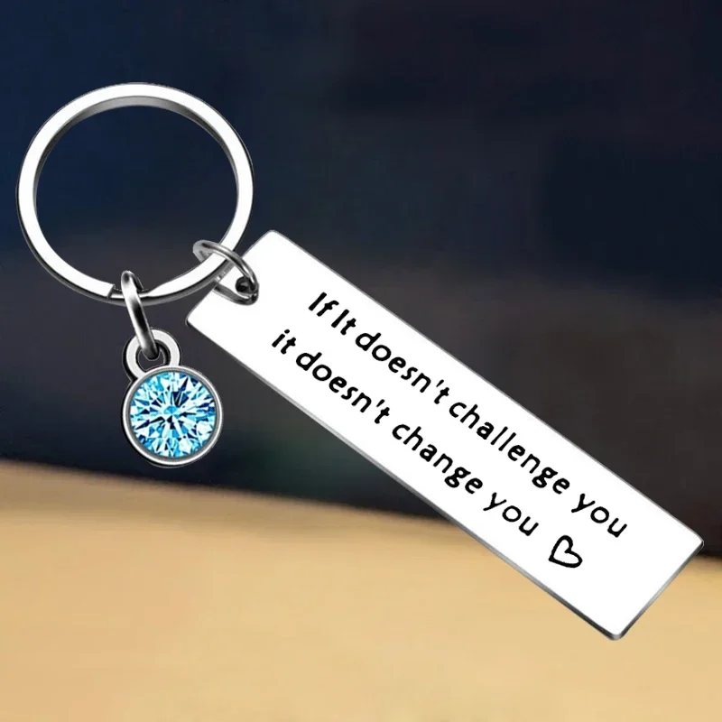 New Fitness Keychain If It Doesn't Challenge You It Doesn't Change You Inspirational Gift Key Rings Fitness Lover Gift