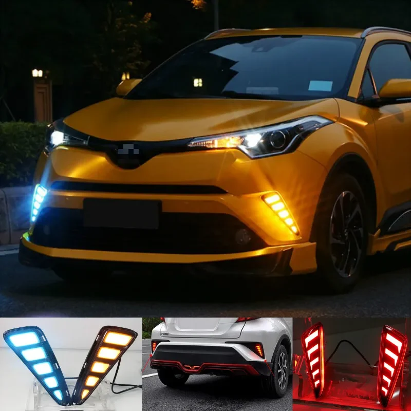 1Set For Toyota C-HR CHR 2016 2017 2018 2019Multi-function LED Reflector Lamp Rear Fog Lamp Rear Bumper Brake Light