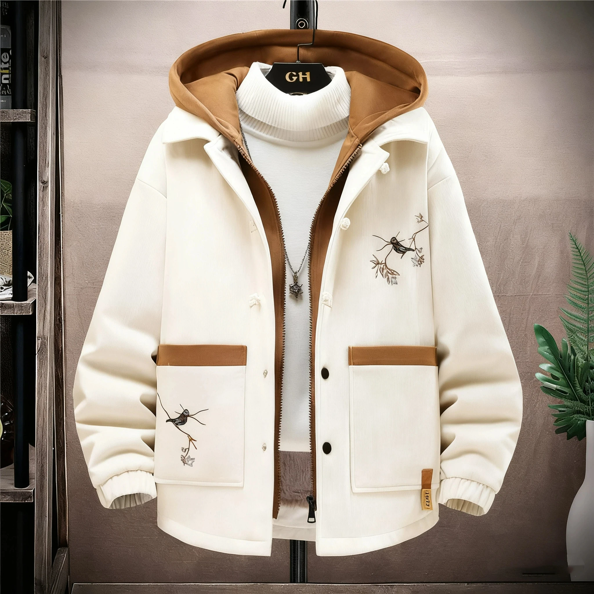 

Мужская куртка с вышивкой, новое пальто из двух предметов в китайском стиле, осенне-зимняя утолщенная модная уличная куртка с вышивкой