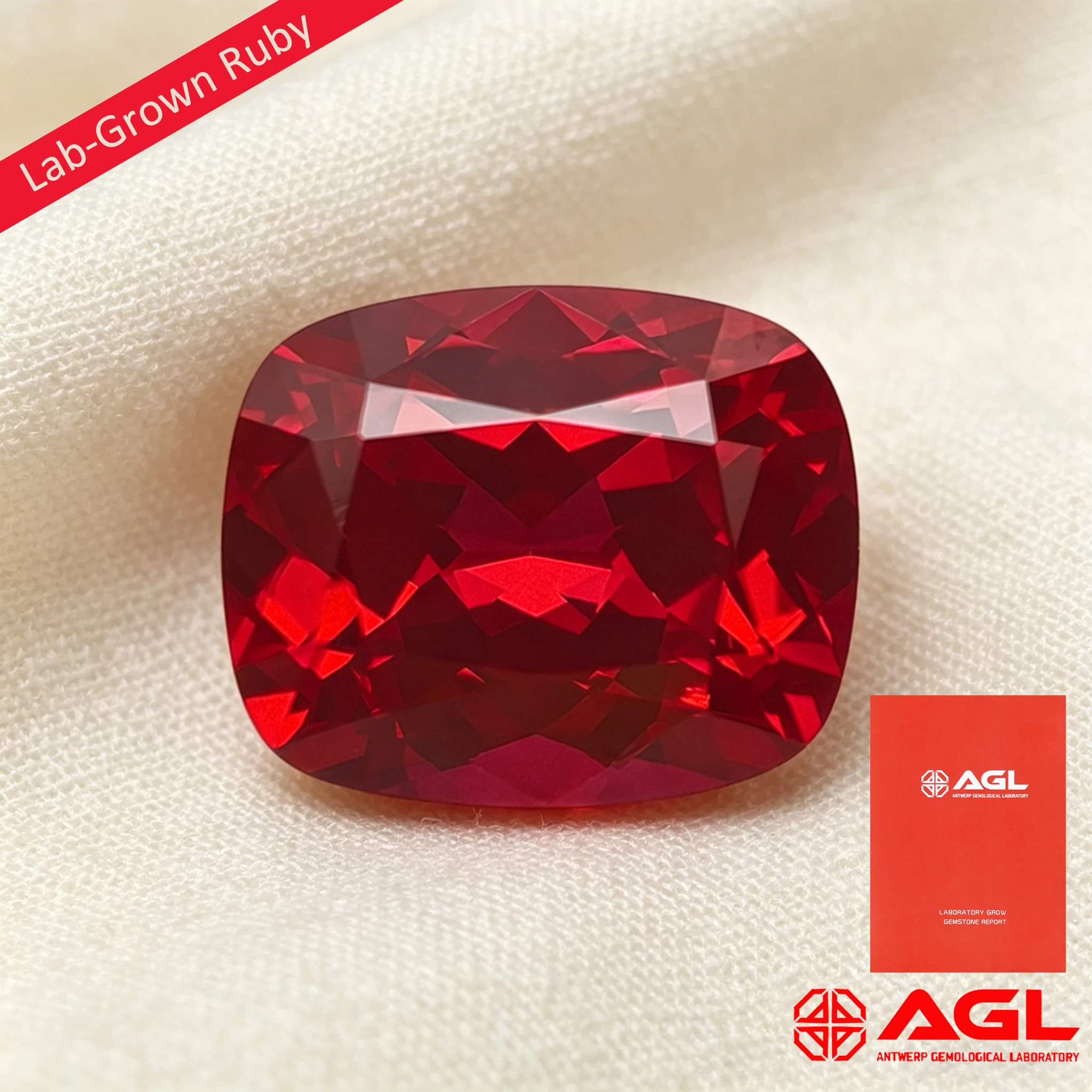 Top Lab-Grown Ruby Pigeon Blood Color L-Cushion Cut Loose Gemstone Synthetic Ruby Loose Diamond Gems Select AGL Certificate