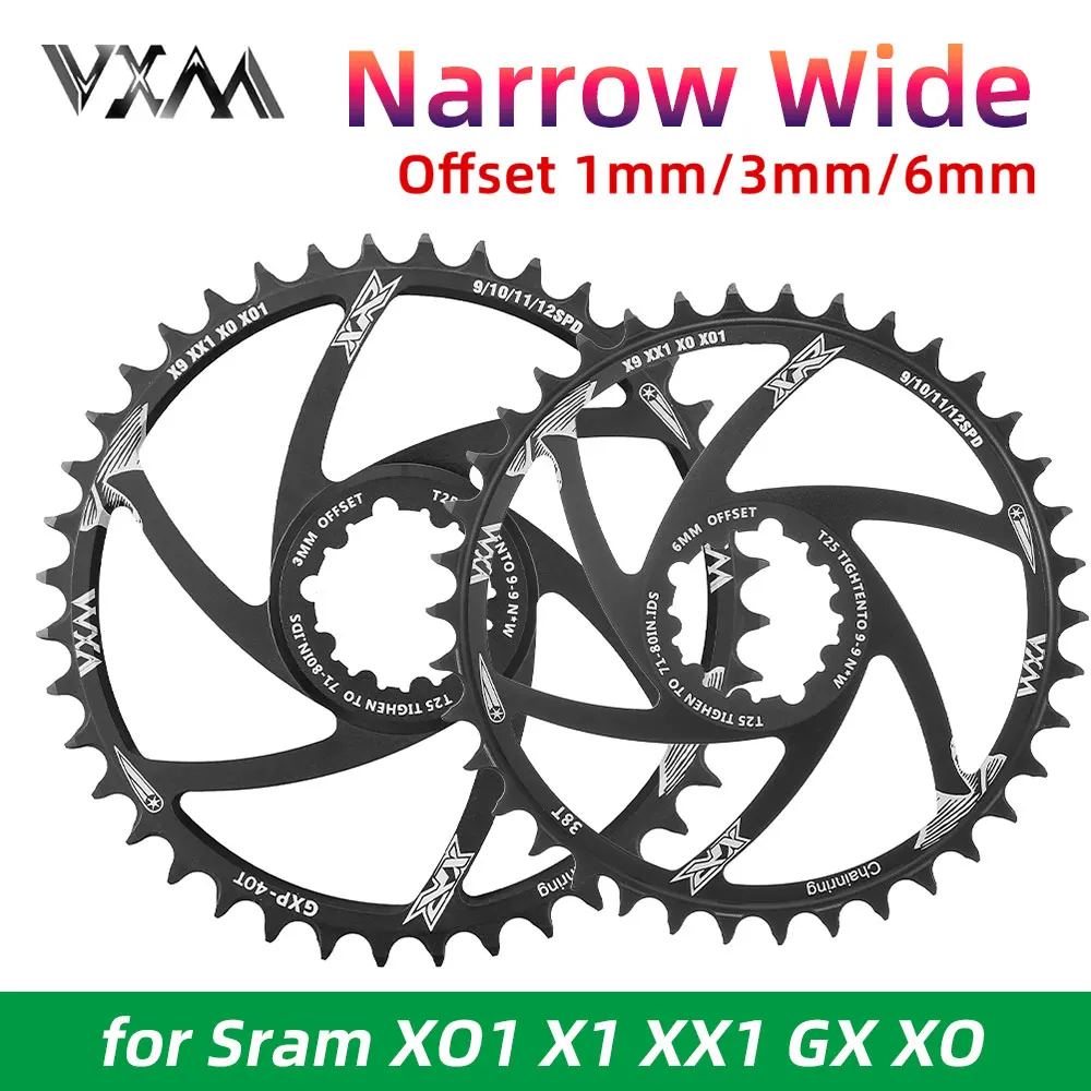 VXM Chainring Narrow Wide MTB Chainwheel 30-40T Round For SRAM XX1 X9 XO X01 gx11 Eagle NX 1mm 3mm 6mm Crankset