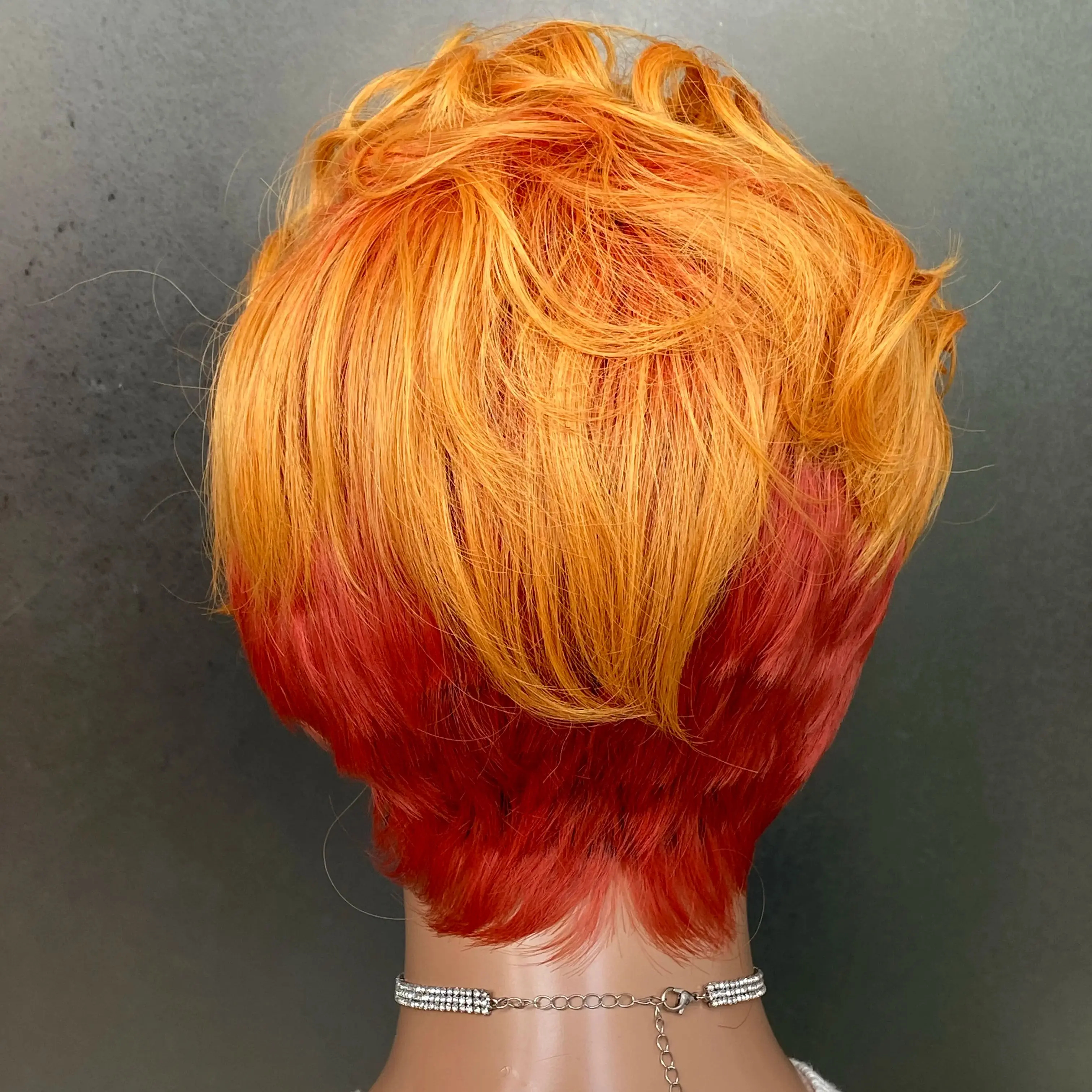 Short Wig short pixie cut Syntheic wigs Short Layered Straight Wig Short Wave Gray Ombre Wig Orange Color Layered wigs