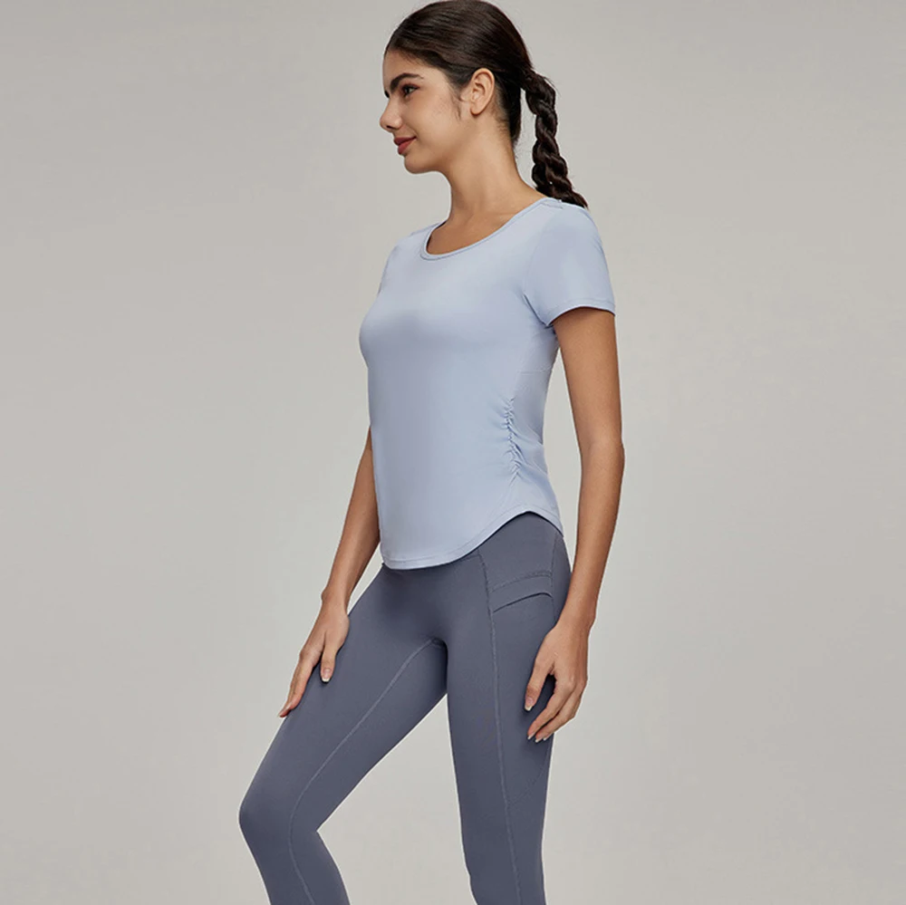 Women's Mesh Panel Yoga T-Shirt, Loose Fit Workout Top with Breathable Inserts, Lightweight Running Shirt for Spring/Summer
