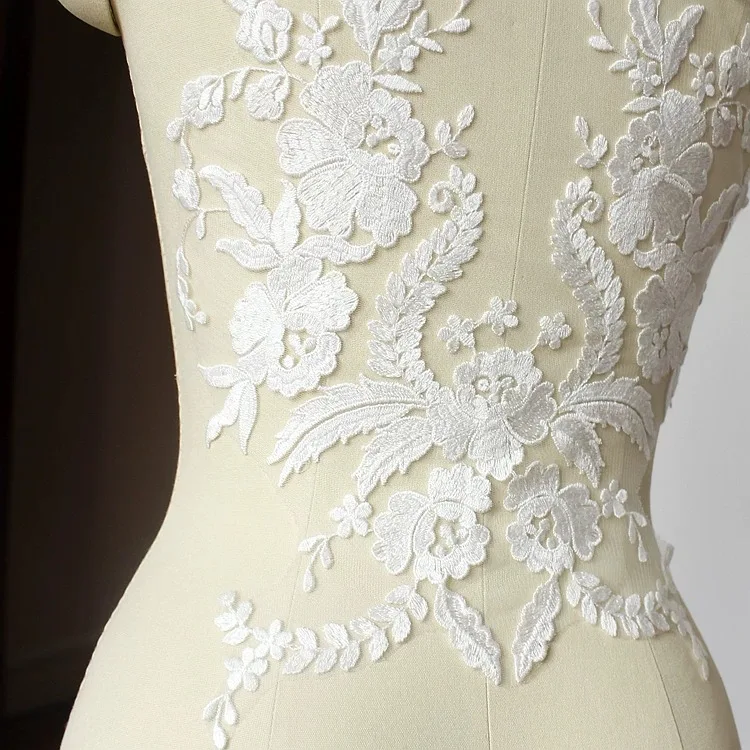 Französische Spitzenblume aus reinem Baumwollfaden, bestickter Spitzenaufsatz, Hochzeitskleid-Dekoration, Aufkleber, manuelle DIY-Accessoires – Detail 5