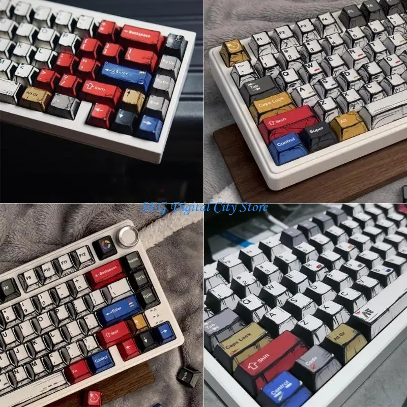 

U75B Mechanical Keyboards Keycaps 136Keys Comics Mixed Lights PBT Original Profile Keycaps