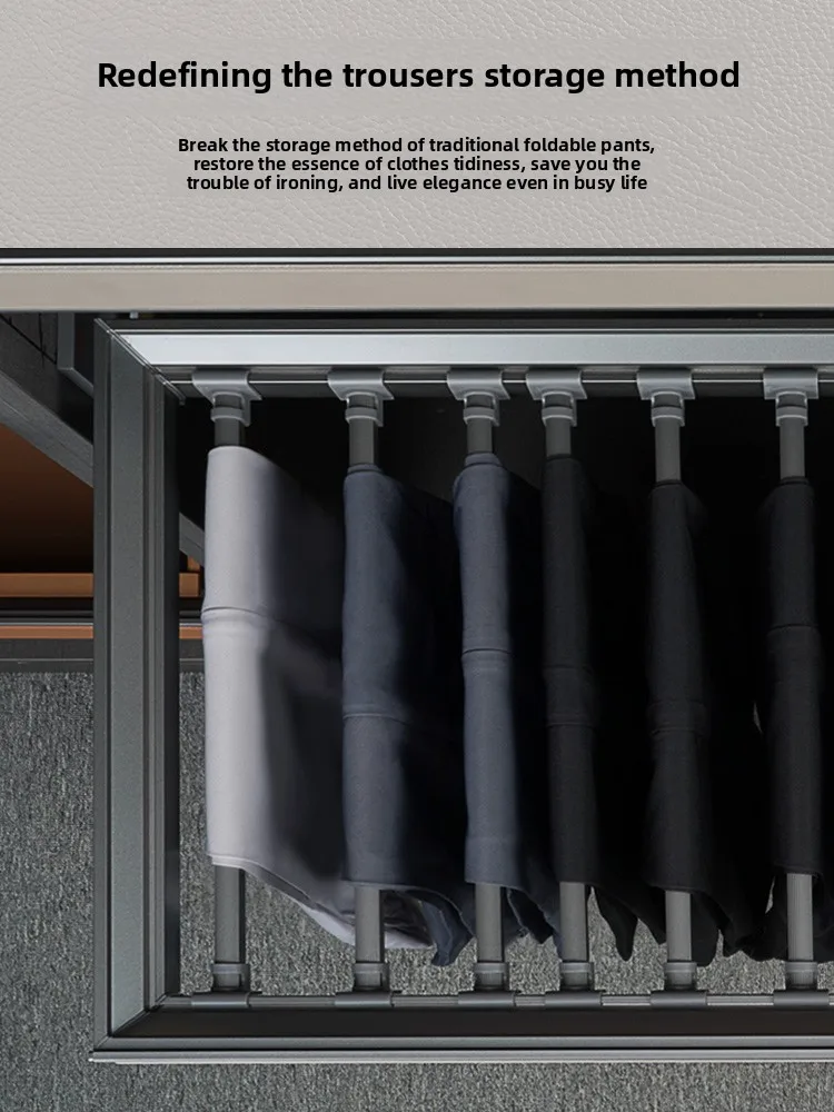For Pants Rack Built-in Telescopic Pants Rack in Wardrobe Household Multi-functional Pull-out Slide Rail Cloakroom