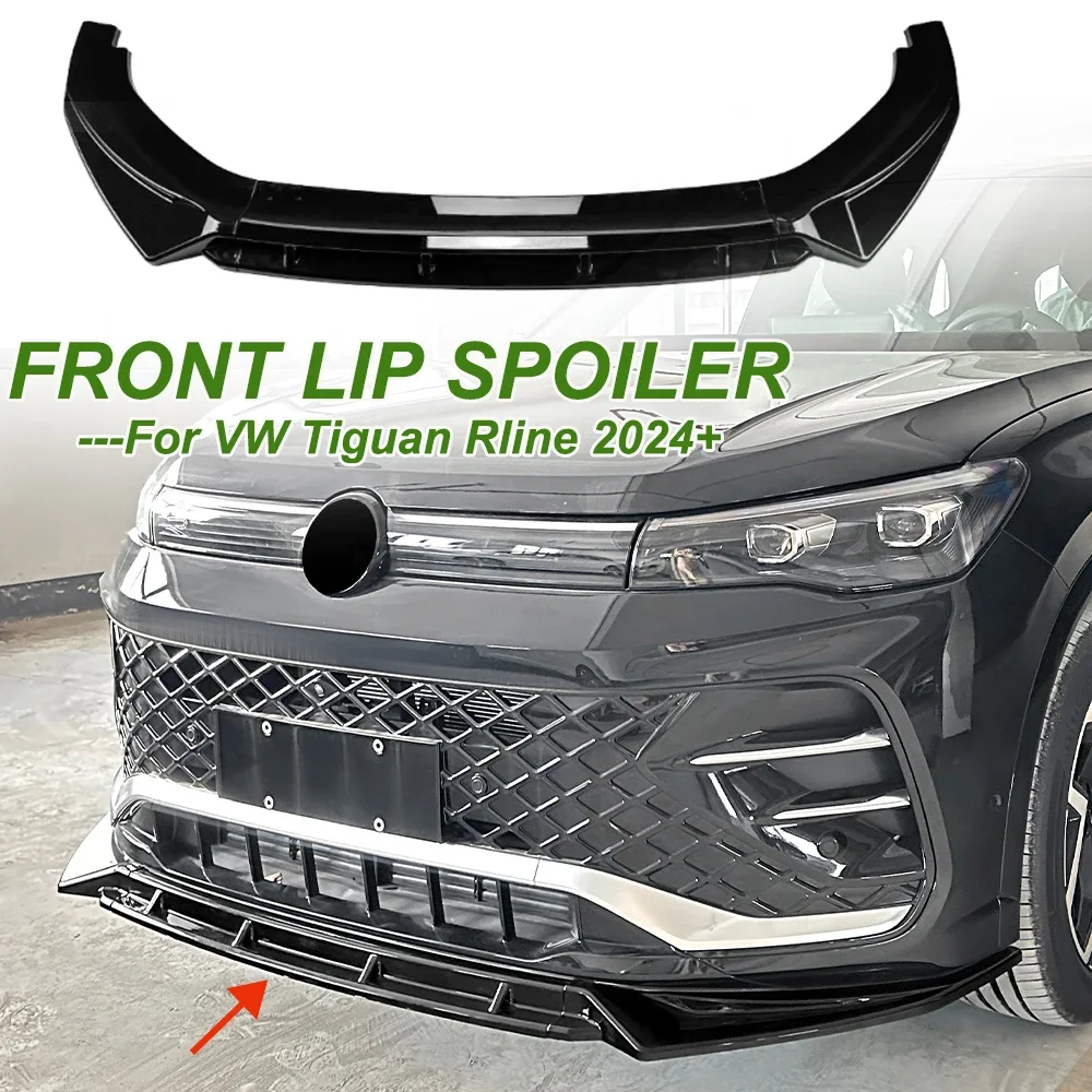 for 2024+ Volkswagen Tiguan Rline front lip spoiler front bumper shovel modified bright black body kit