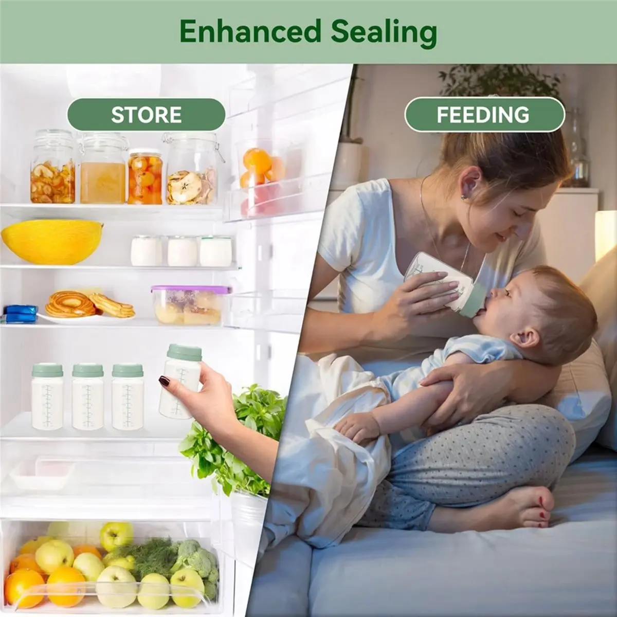 Light Weight 4pcs 10oz Breast Milk Storage Bottle for 22oz Breast Milk Cooler, Collection Bottle Container for Fridge