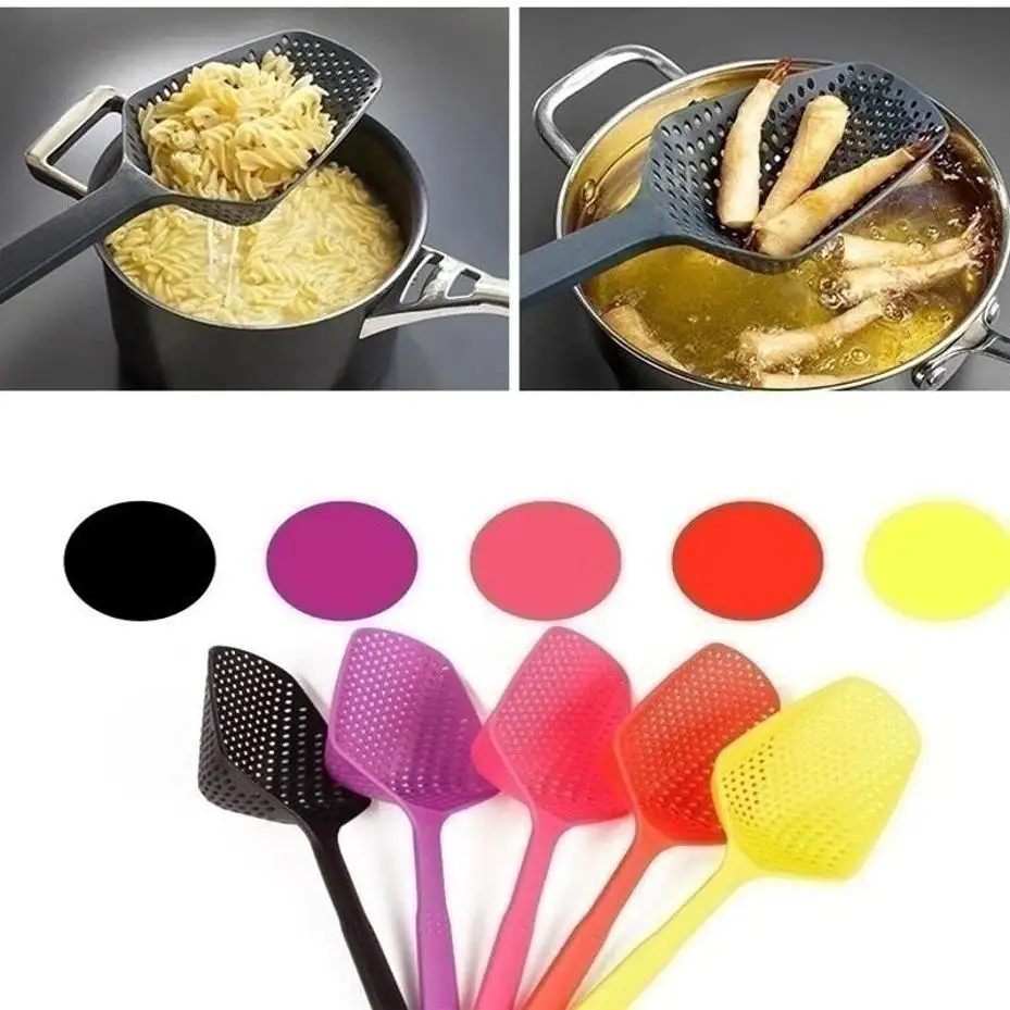 1 Pcs New Anti‑Scald Nylon Soup Ladle Skimmer Spoon Colorful Mesh Strainer Colander Filter Kitchen Cooking Accessories