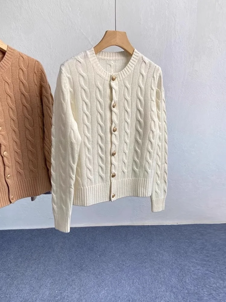 

Faionable Long Sve женский вязаный свитер с поворотным дизайном на одной пуговице, простая универсальная повседневная верхняя одежда Ele Sle