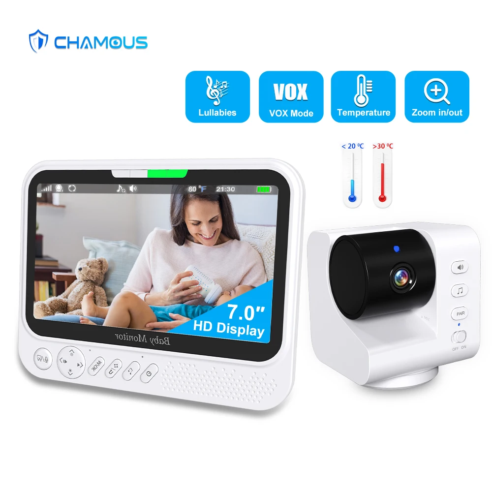 

Video Baby Monitor Camera With 7 Inch Display Screen Pan Tilt Zoom Security Babyphone Video Surveillance Temperature Lullaby