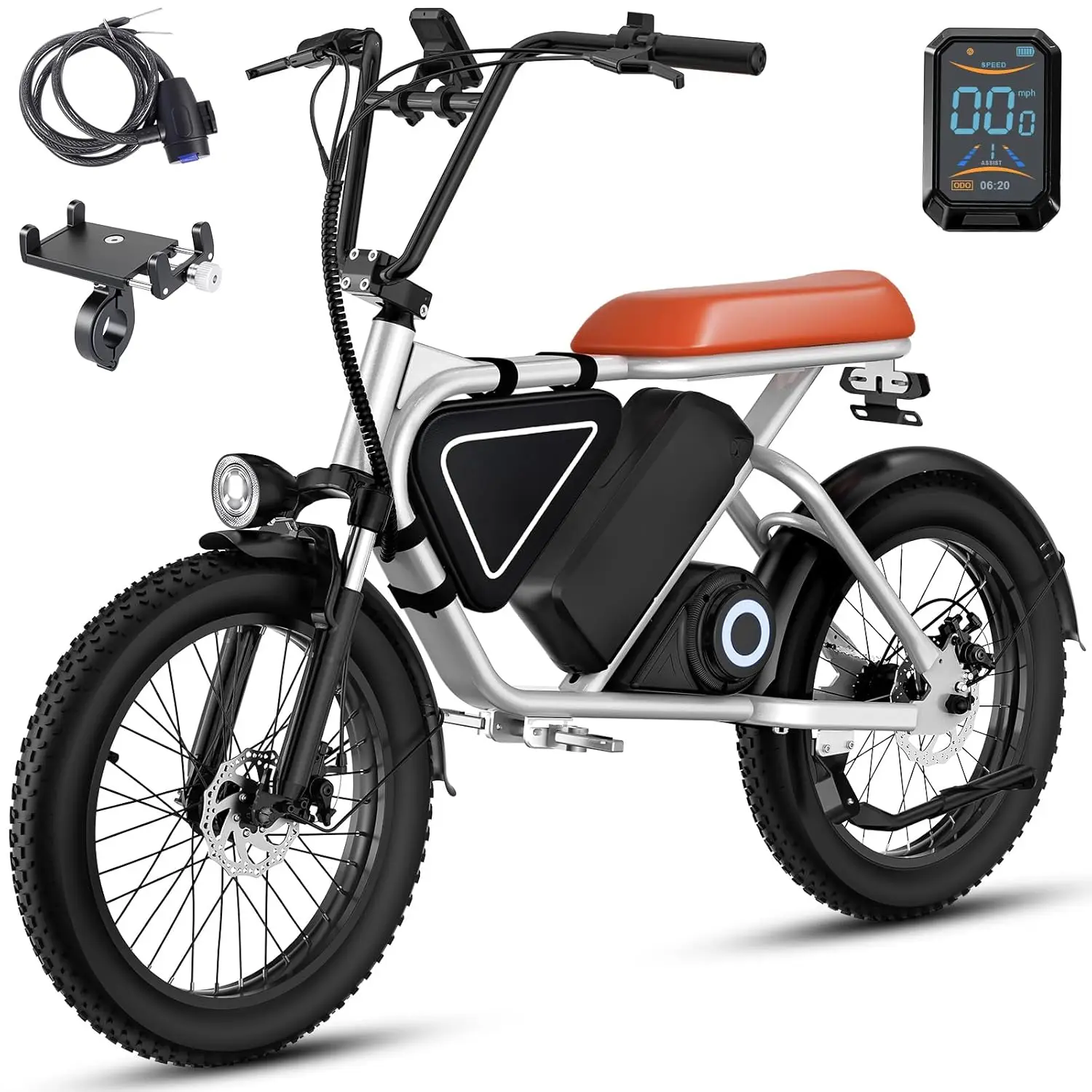 

Fat Tire Electric Bike for Adults, 1000W Peak Motor, 48V 15.6AH Removable Battery, 26MPH Max Speed, 50-60 Miles, Customized