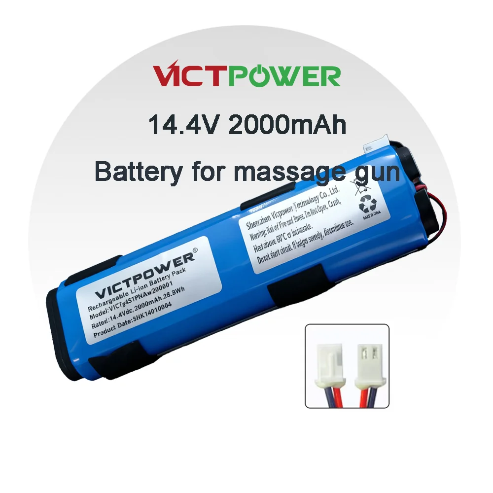 Victpower High Capacity 14.4V 28.8Wh 2000mAh Li-ion Rechargeable Battery Pack for Massage Gun,Fascia Gun