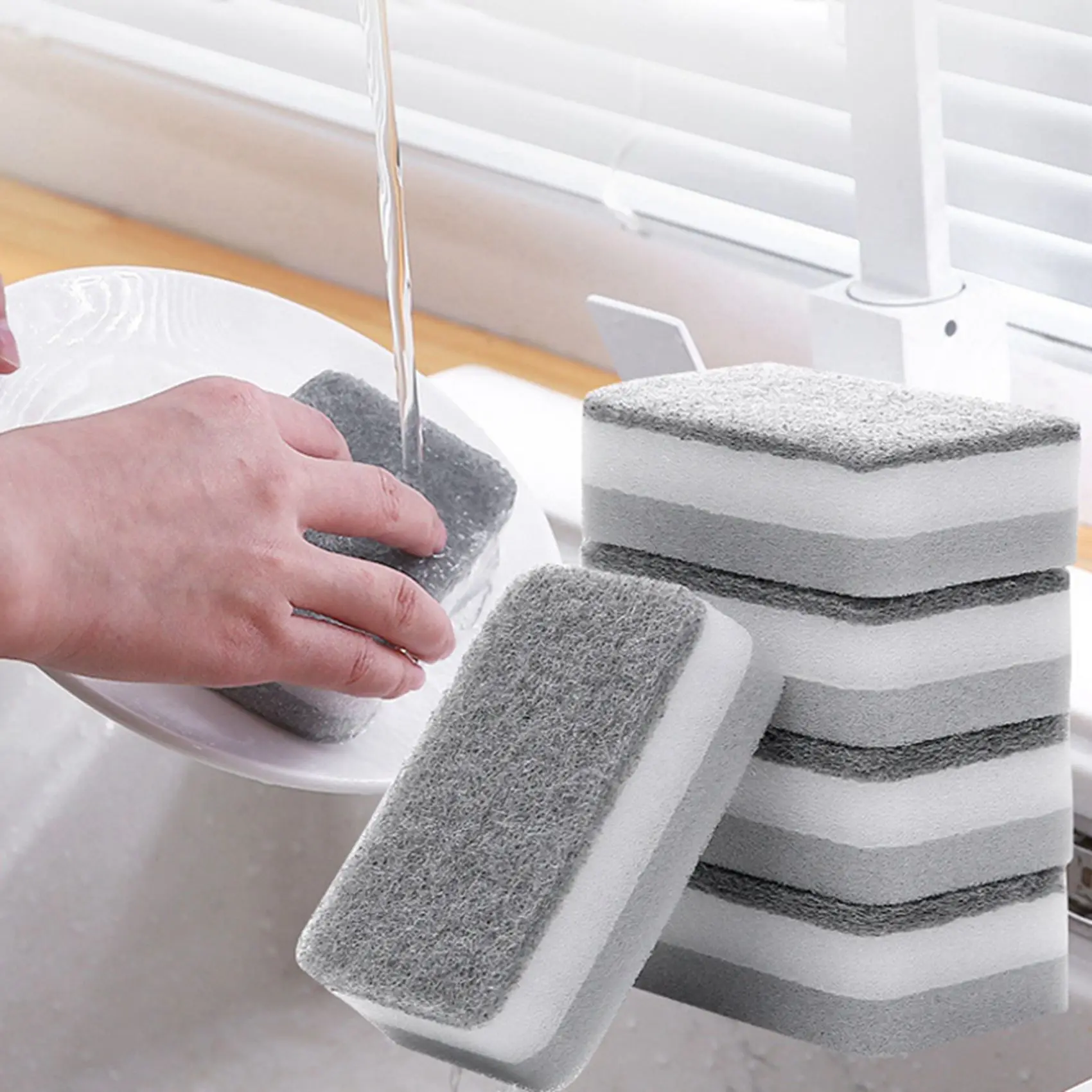 ABKJ-75Pcs Kitchen Sponges Dishwashing Sponges Magic Cleaning Sponges Brush