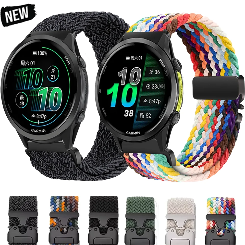 20/22mm Fallschirm-Nylon Geflochtenes Armband für Garmin Forerunner 570 970 965 265 165 55 Band Garmin Approach S50 Active 6 5 Armband