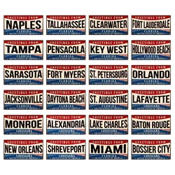 Retro Greetings From USA Plate Miami Florida Metal Tin Plaque Wall Art Home Decor Man Cave Garage Unique Gift 6x12 Inch KL-0460A