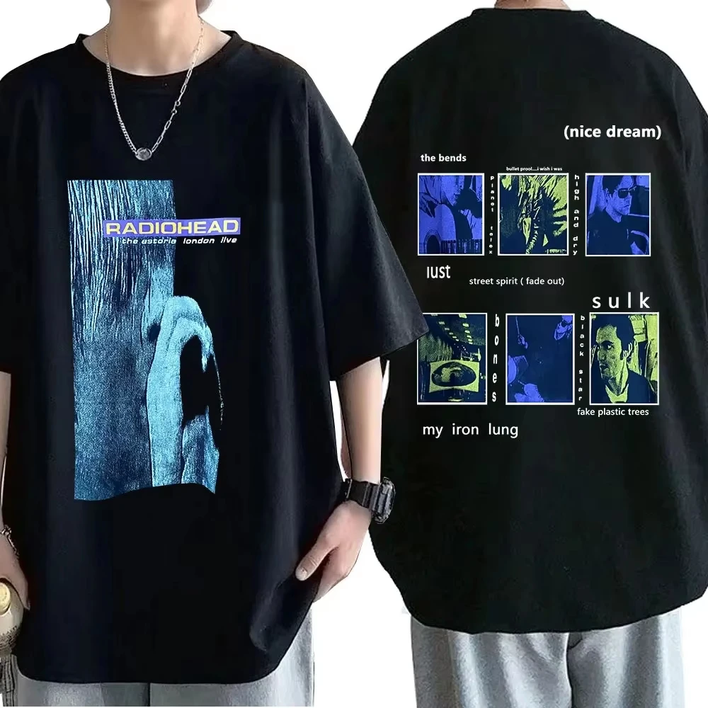 Loose Harajuku Style Hip Hop T-Shirt, Vintage Rock Band Radiohead The Bends Album Graphic Top Women And Men T-Shirt