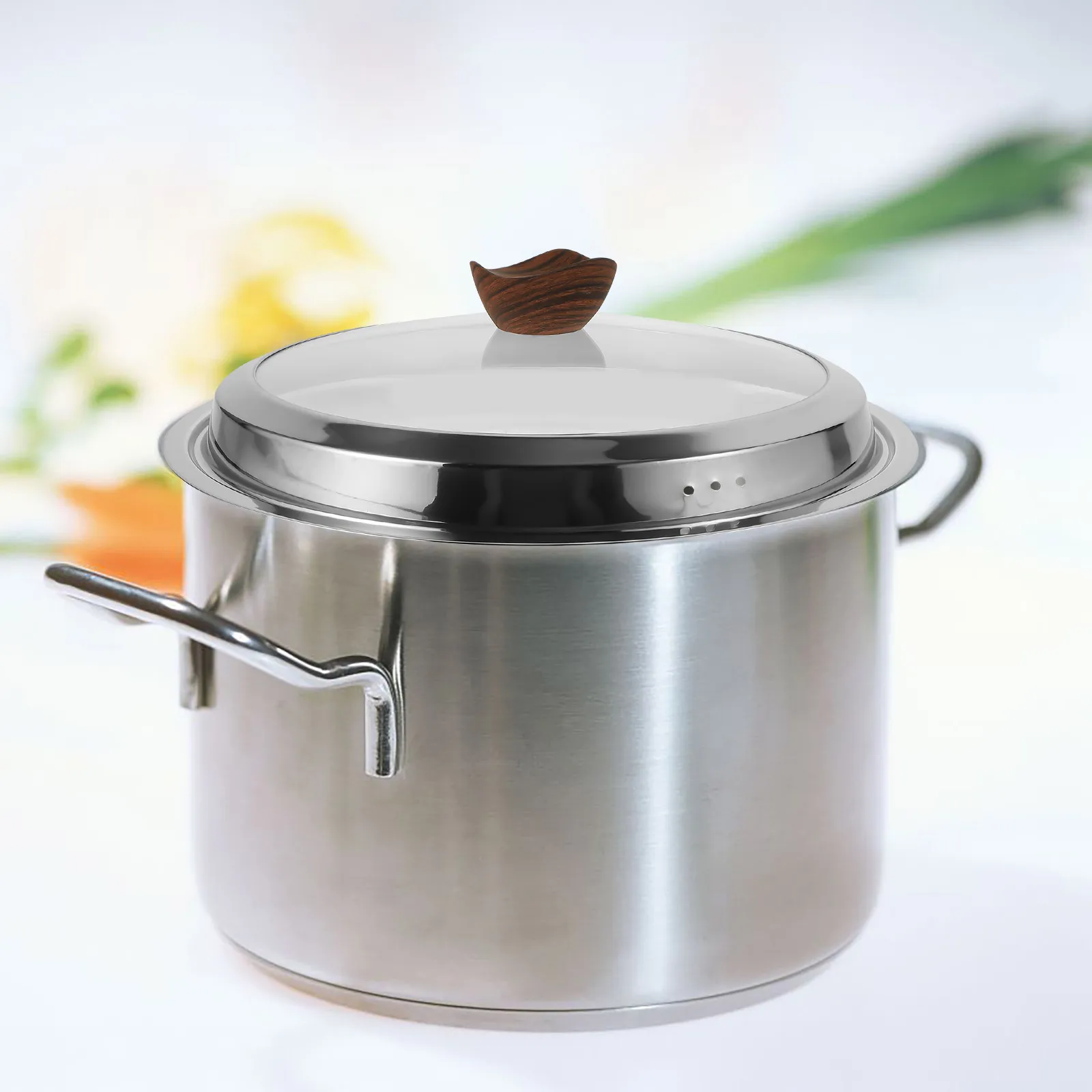 

Thicken Household Small Cooking Pot Gas Double-ear Soup Thickened and Deepened Instant Noodle Yellow Aluminum Cover Glass