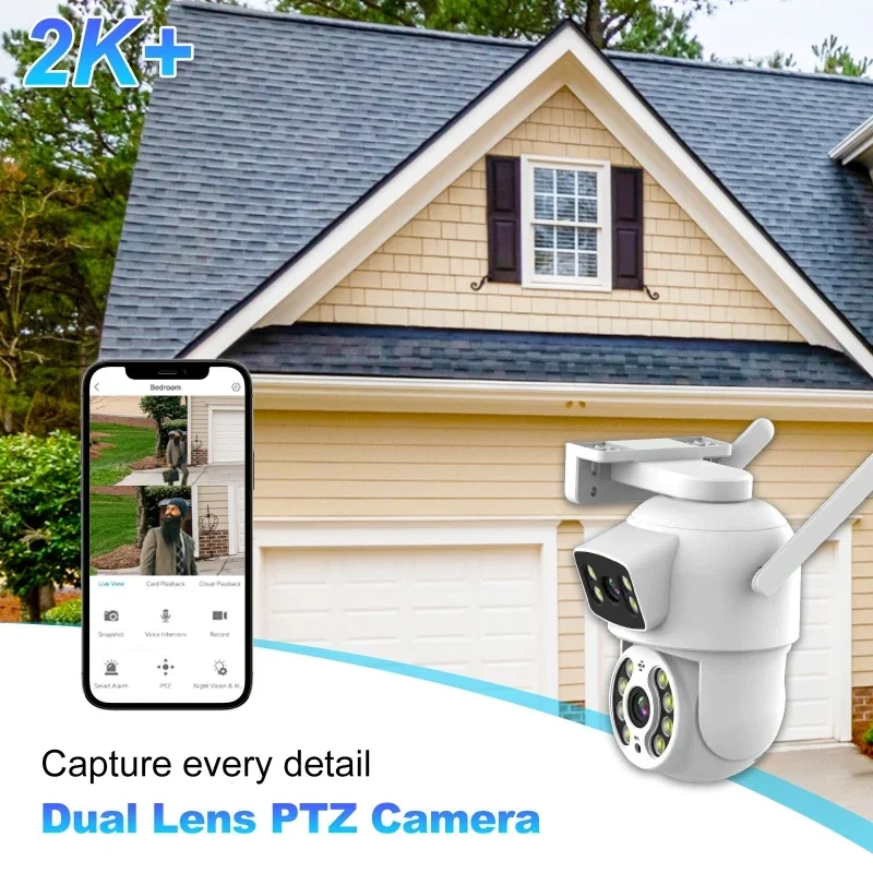 4K 8MP HD Wifi Camera 4MP Dual Lens Dual Screen AI Auto Tracking Clear Night Vision IP Camera CCTV Audio Video Surveillance Cam