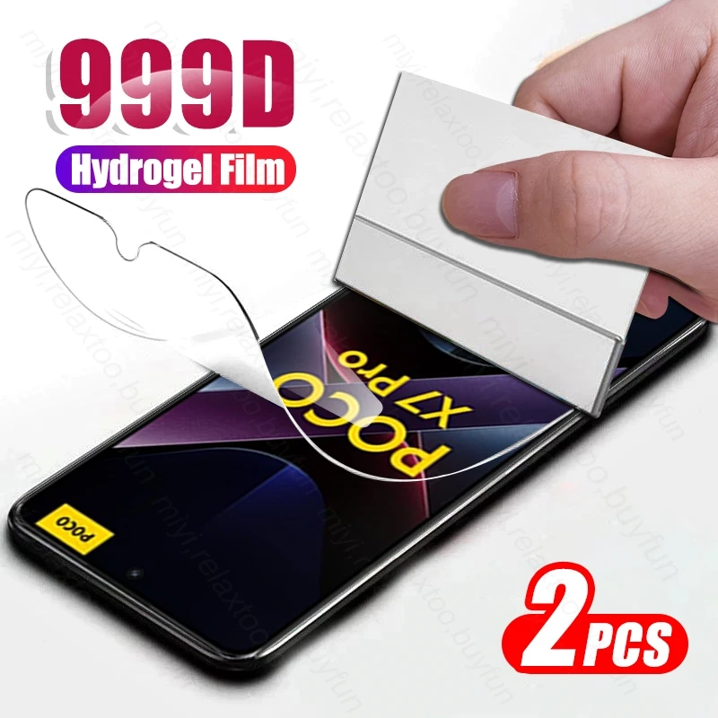 PocoX7Pro حافظة 2 قطعة 999D لينة هيدروجيل فيلم ل Poco X7 برو 5G منحني واقي للشاشة Poko Little X 7 X7Pro 7X وليس الزجاج PocoX7