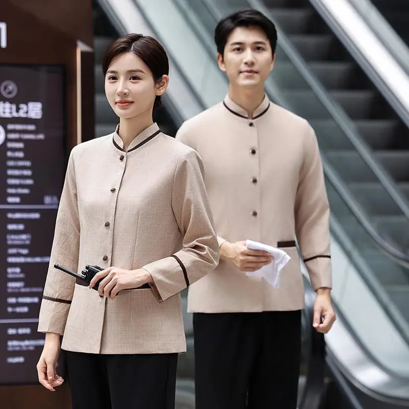 Outono inverno propriedade limpeza pessoal uniforme manga longa hotel homestay shopping hospital limpeza tia workwear conjunto para mulher