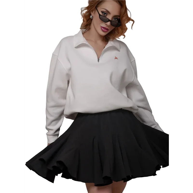 تنورة نسائية ذات ثنيات - تنورة أساسية كاجوال بكشكشة عالية الخصر - ملابس داخلية صغيرة متوهجة - تنانير-A55G #5