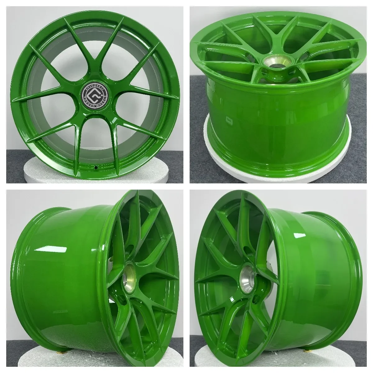 Four Wheels 20-Inch Bright Green Hollow Aluminum Alloy Rims Customizable 50mm/45mm Center Lock Polished Manufacturers' Product