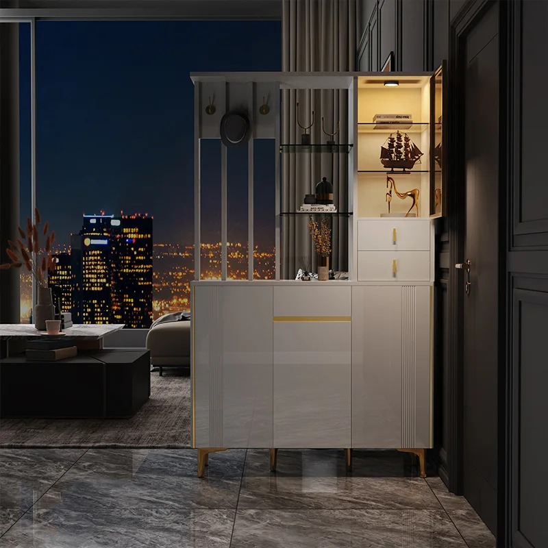 

Light luxury entrance cabinet shoe cabinet integrated living room simple modern screen double-sided foyer partition cabinet rack