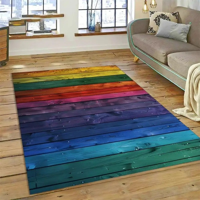 Colorful Wood Grain Timber Carpet Living Room Bedroom Soft Rug Study Dining Home Office Entry Door Indoor Decorative Floor Mat