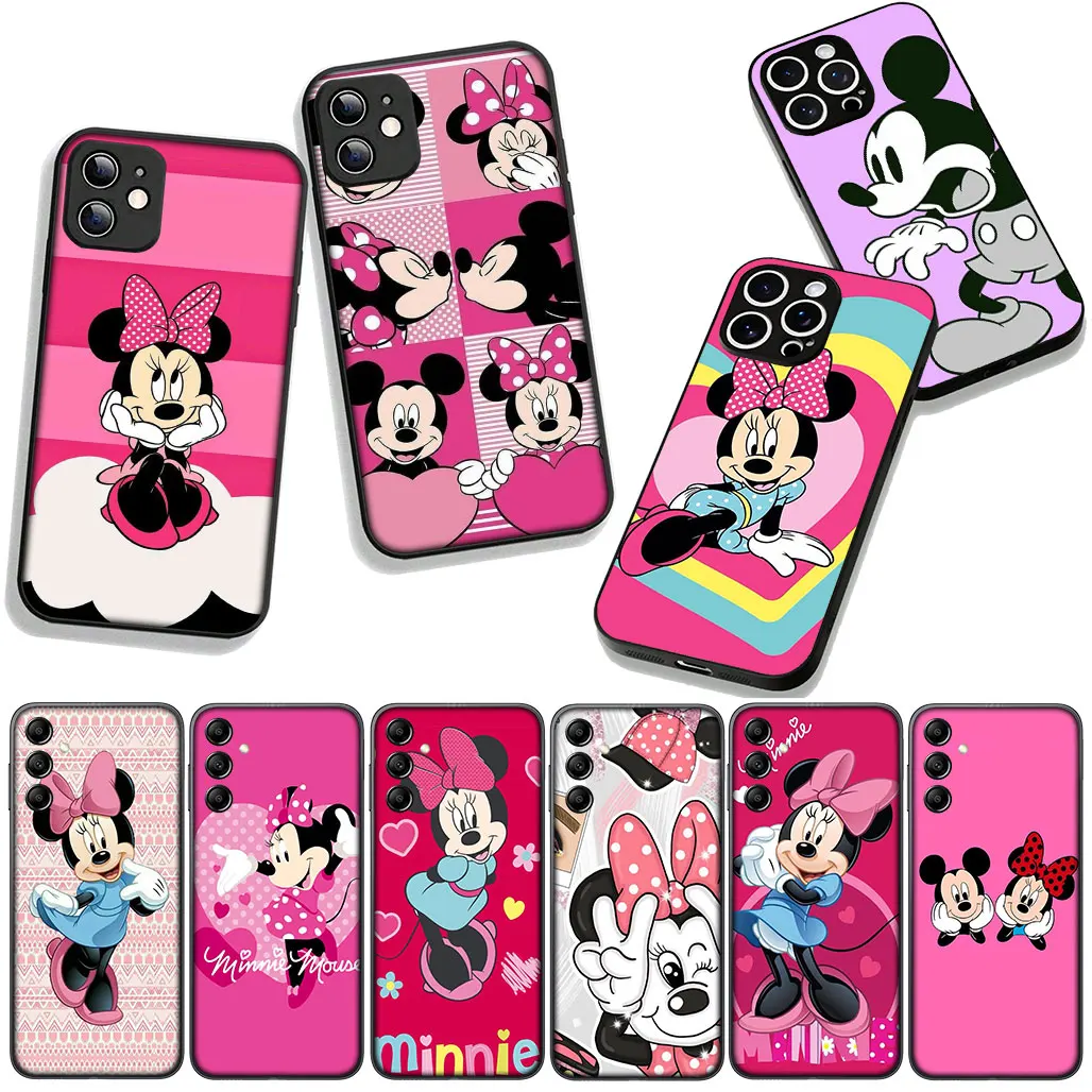 Для Samsung Galaxy A36 A17 A26 A07 A35 A54 S21 S20 FE S8 S9 S10 Plus A53 A13 A33 A34 Чехол для телефона Микки Минни Маус Прекрасный розовый