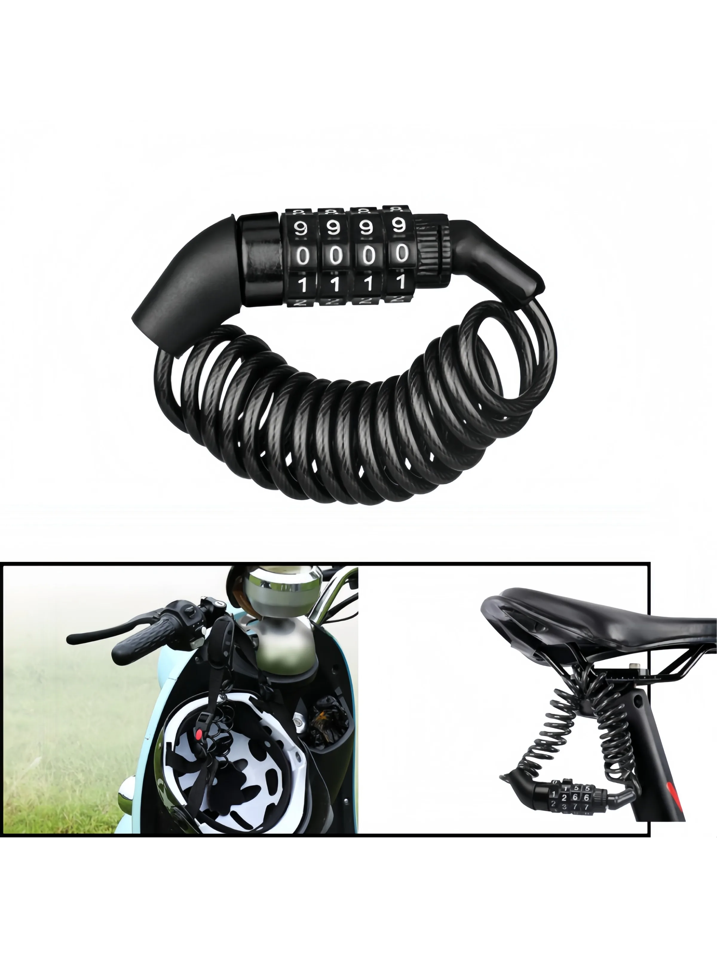 AliExpress 4 Digit Password Bike Lock Combination Steel Cable Lock 1.5M Anti-Theft Code Lock with Key for Bicycle Motorcycle Scooter Helmet