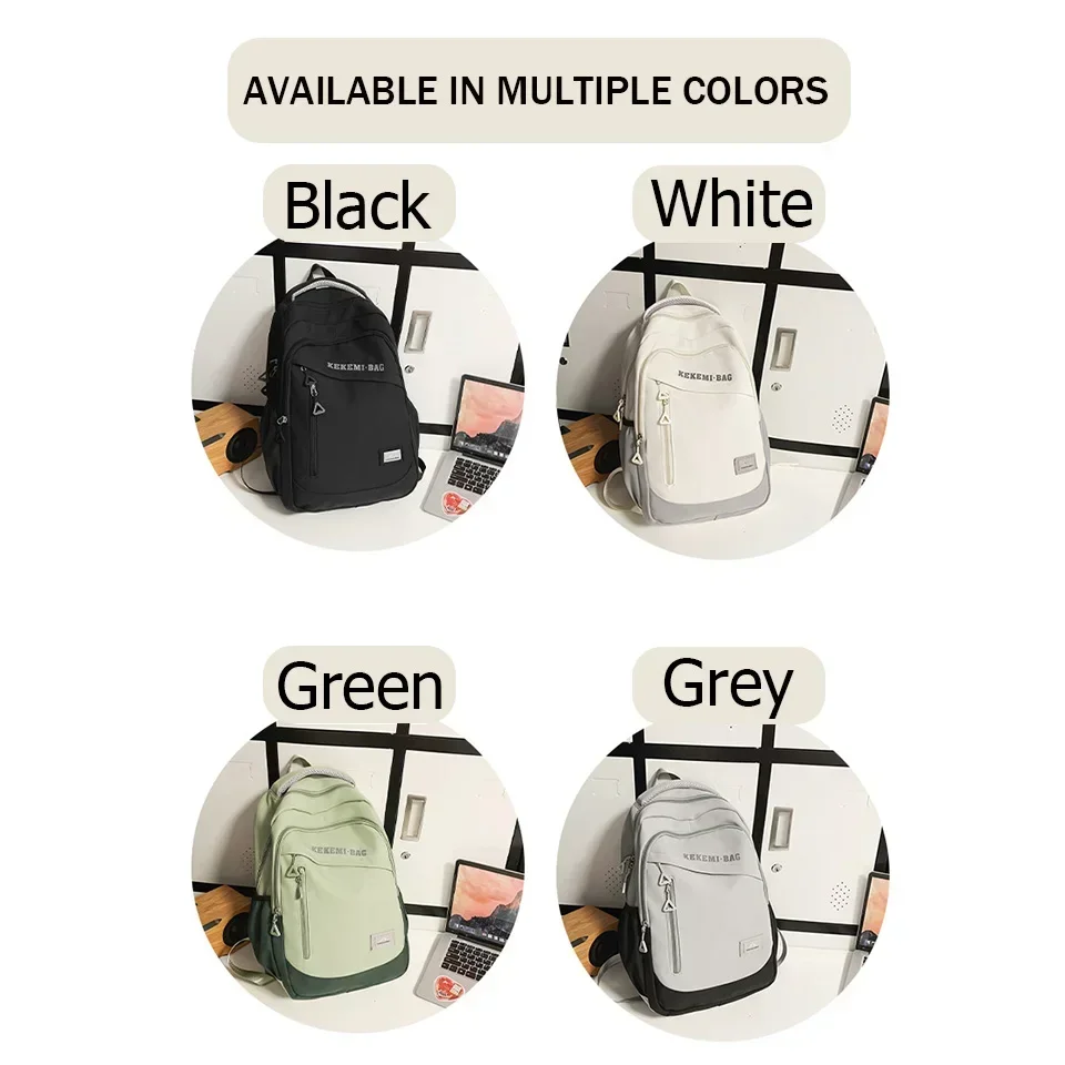 Unisex College Style Nylon Backpack - High Capacity Rope Zipper Internal Compartments Solid Color