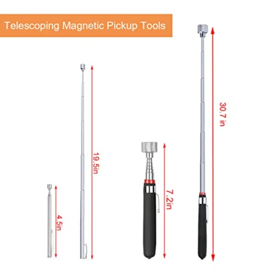 3 Pack Telescoping Magnet Pick-up Tool Set - Retrieving Telescoping Magnet Pickup Tools Extendable Magnetic Pick Up Tools Benda