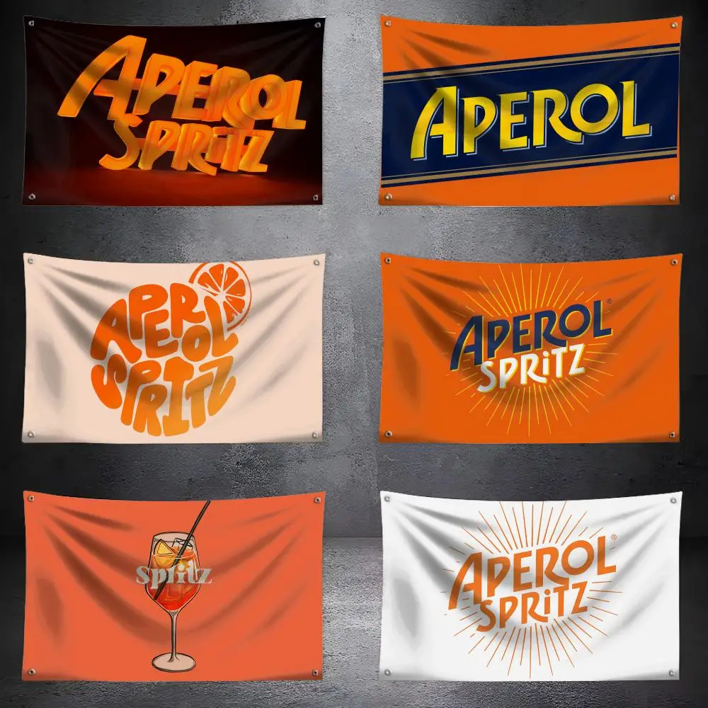 Fashion A-Aperol S-Spritz Flags No-installation Foldable Flag, Personalized Logo Banner for Dorm, Outdoor Picnics, Balconies