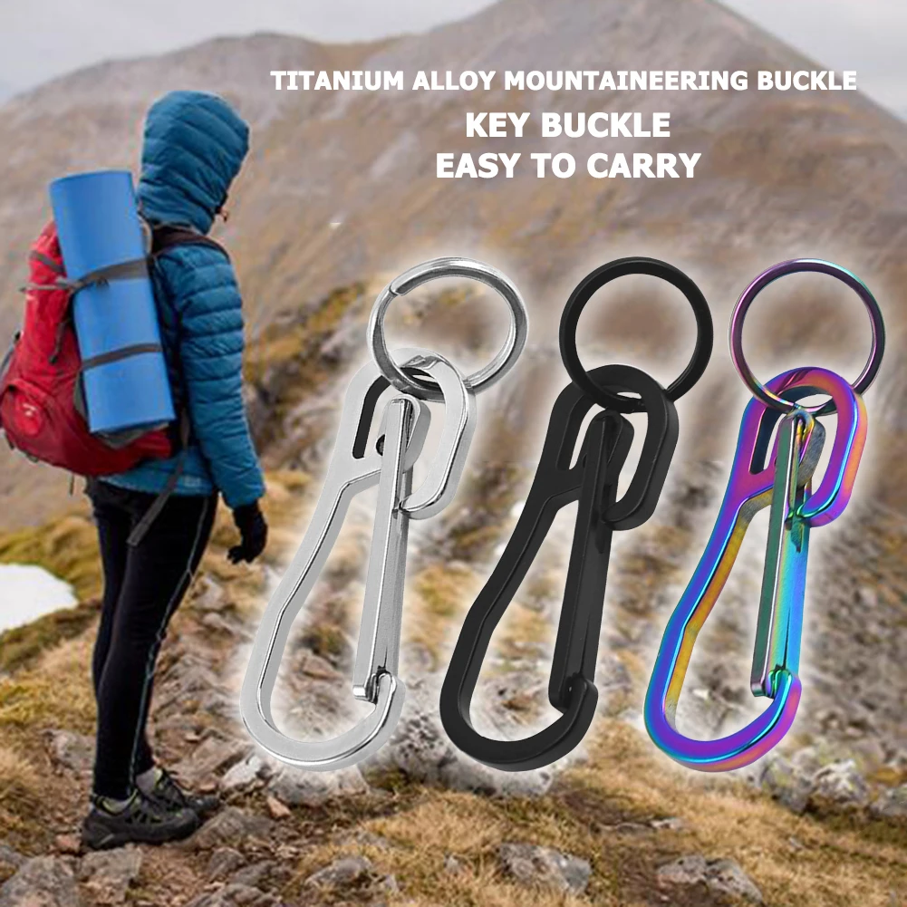 Carabiner EDC Outdoor Tool Titanium Steel Keychain Buckle Key Ring Climbing Mountaineering  Accessories Outdoor Tool