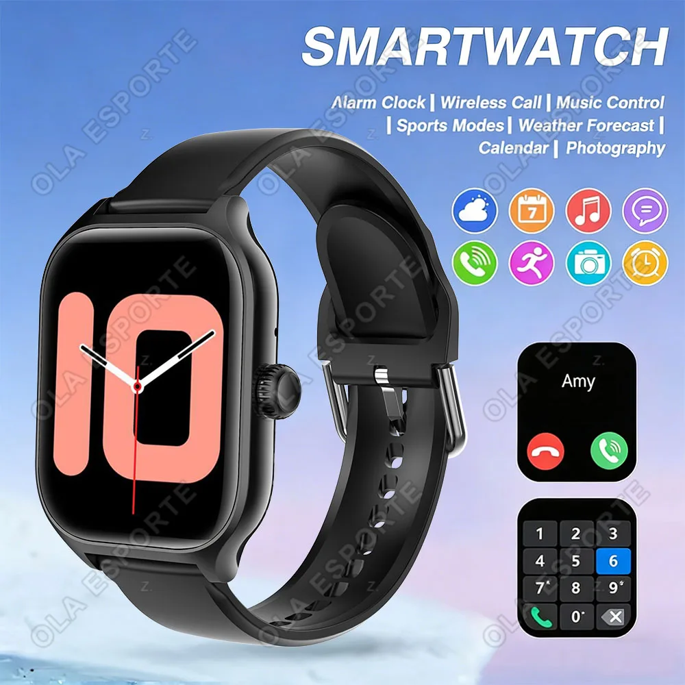 

2026 New Smart Watch With Wireless Calling Weather Forecast & Sports Mode DIY Wallpaper SMS Alerts Silicone Strap For Men Women