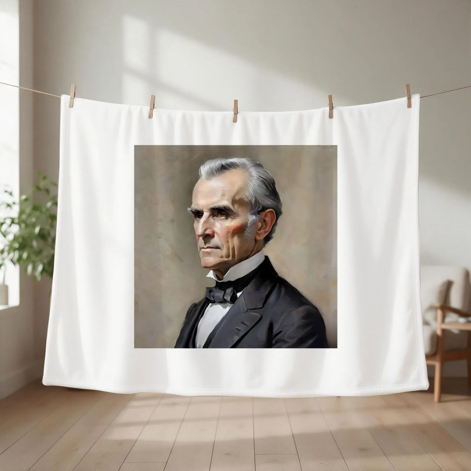 Portrait Of James K. Polk- U.S. Presidents Series Throw Blanket couch cozy soft plush fuzzy picnic outdoor blanket